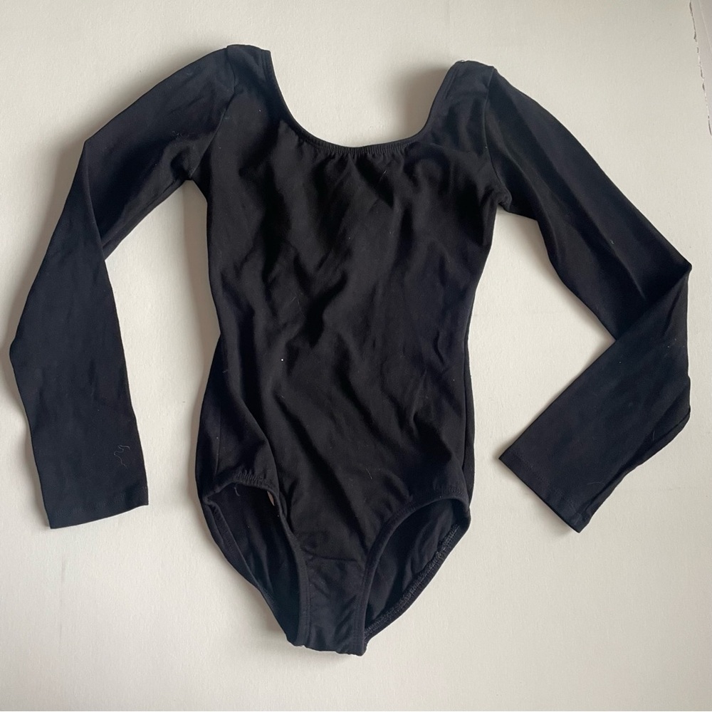BODY WRAPPERS SMALL Black Long Sleeve Cotton Leotard, dance, ballet